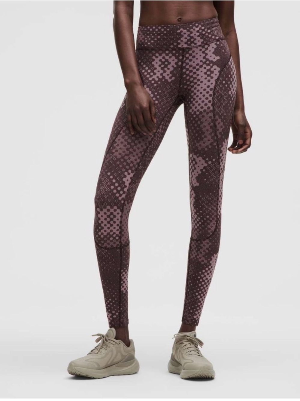 High-Rise Printed Leggings in Mauve Plum